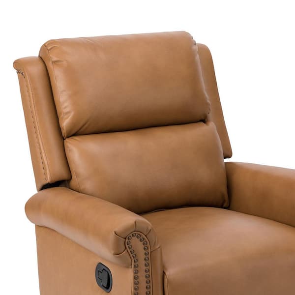 JAYDEN CREATION Joseph Genuine Leather Swivel BROWN Manual Recliner with  Wooden Arm Accents and Straight Tufted Back Cushion (Set of 2)  RCCZ0827-BRN-S2 - The Home Depot