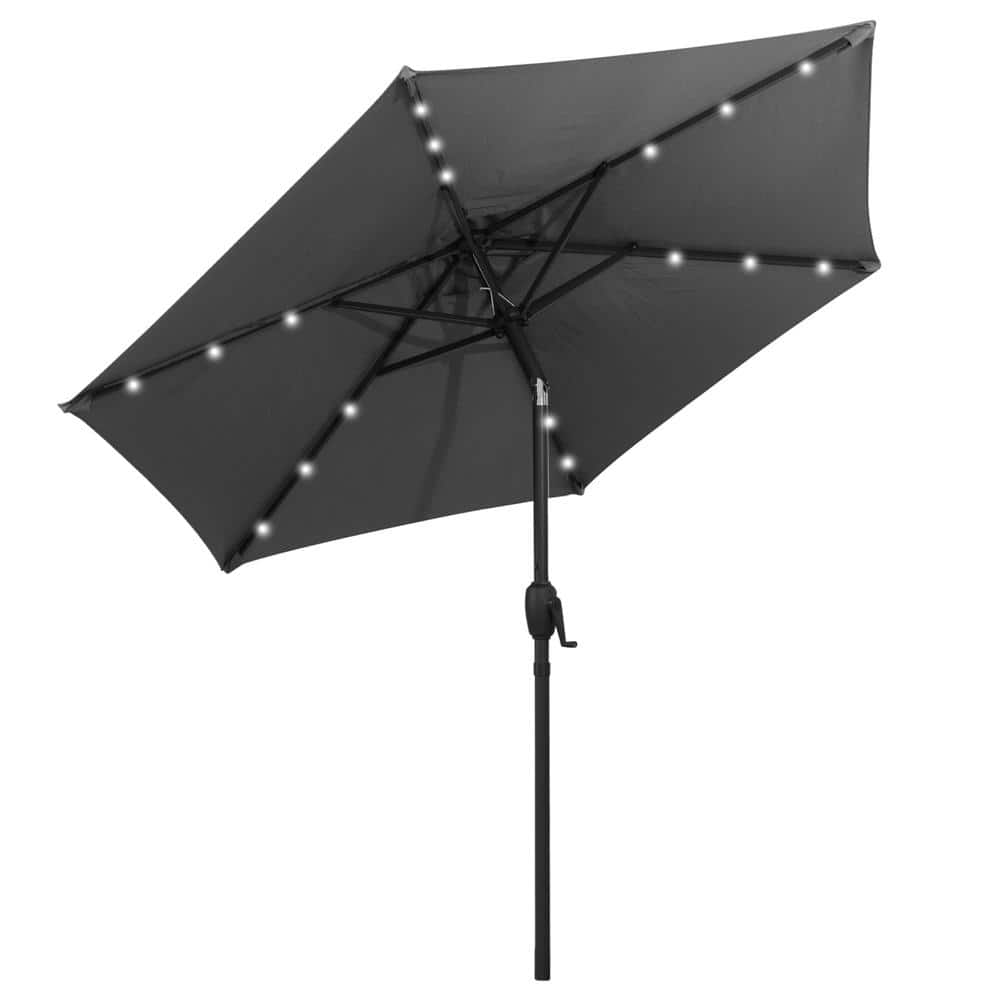 7.5 ft Solar Powered Patio Umbrella with LED Lights and Crank Lift, Gray price history on PriceWatchPro