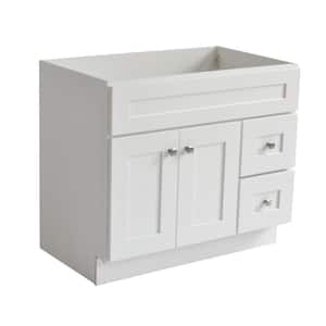 Brookings Plywood 36 in. W x 21 in. D 2-Door 2-Drawer Shaker Style Bath Vanity Cabinet Only in White (Ready to Assemble)