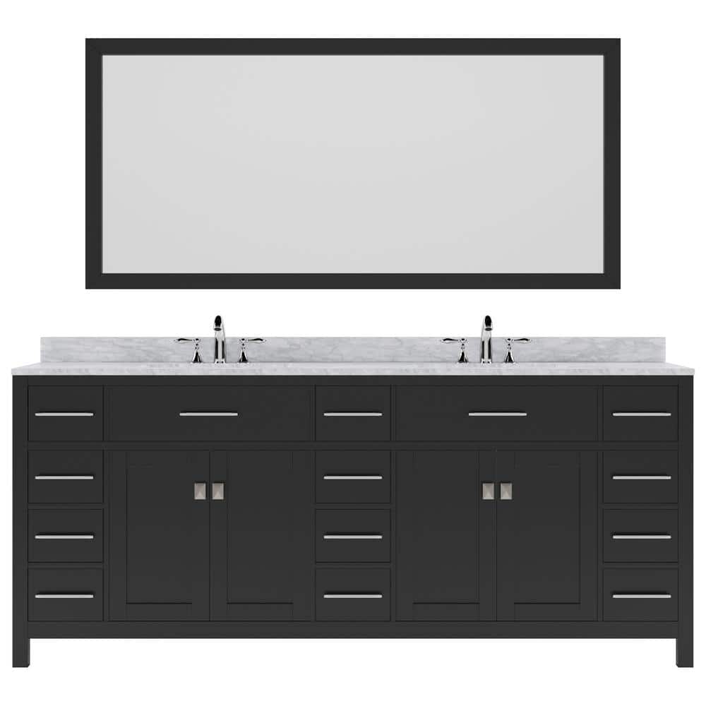 Virtu USA Caroline Parkway 78 in. W x 22 in. D x 34 in. H Double Sink