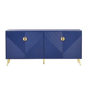 63.00 in. W x 15.70 in. D x 29.50 in. H Blue Linen Cabinet with Shelves