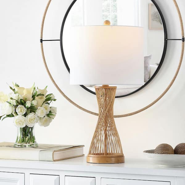 Magnus 25.5 in. Natural Table Lamp with White Shade