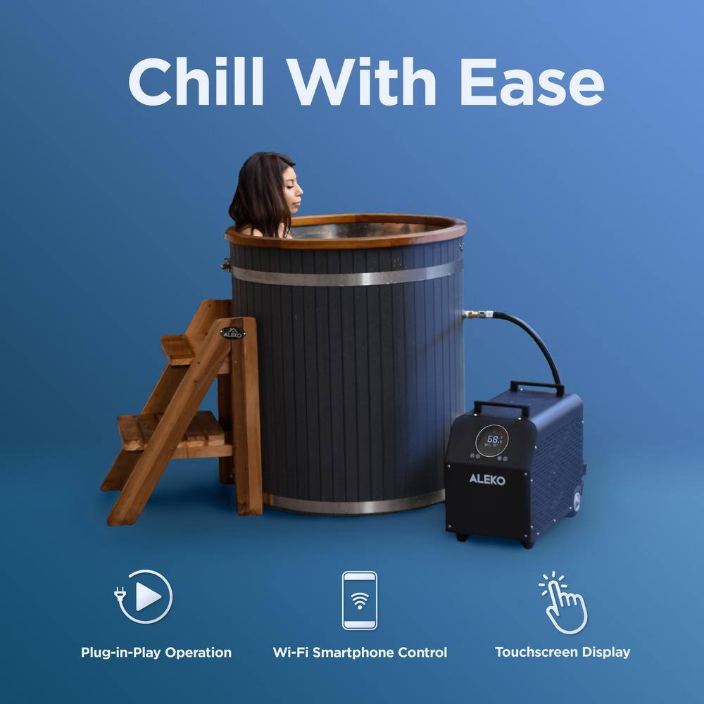 ALEKO Black Electric Cold Plunge Tub with Wi-Fi Control