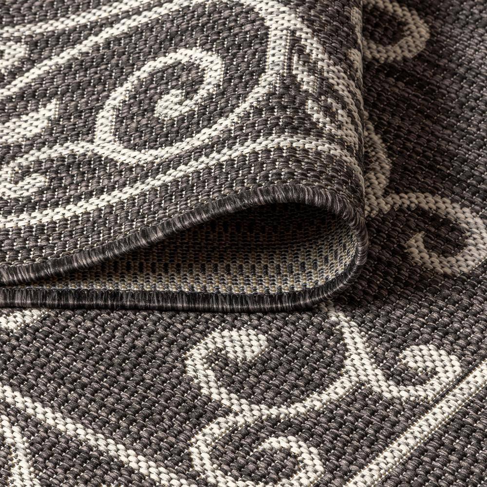 Black and Gray Synthetic Flat Woven Reversible Area Rug