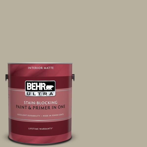 BEHR ULTRA 1 gal. #UL190-7 Saturn Gray Matte Interior Paint and Primer in One