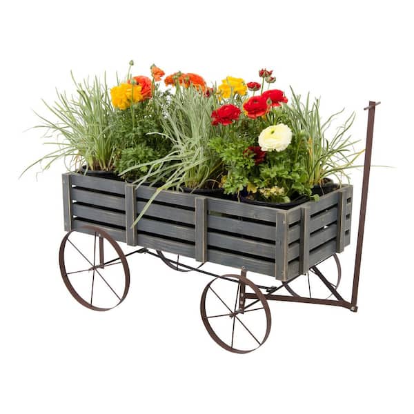 Shine Company 51.5 in. L Gray Decorative Buckboard Wagon