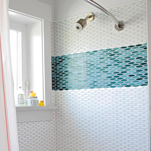 Pescado Glossy Blanco 12 in. x 12-1/2 in. Porcelain Mosaic Tile (1.06 sq. ft./Each)