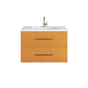 Napa 36 in. W x 22 in. D x 21.75 in. H Single Sink Bath VanityWall in Pacific Maple with White Carrera Marble Countertop