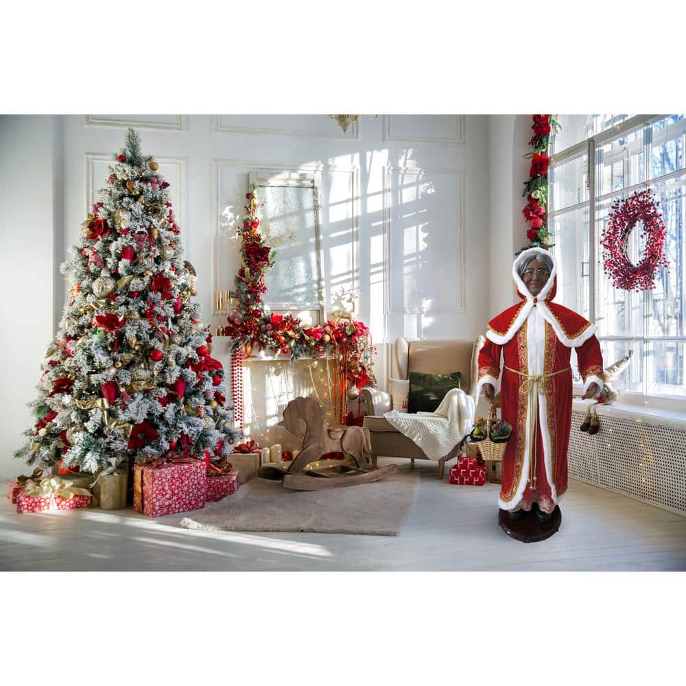 58-Inch Red and White Resin Dancing Mrs. Claus Figurine
