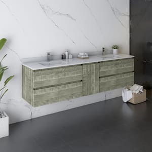 Formosa 72 in. W x 20 in. D x 20 in. H Bath Vanity in Sage Gray with Vanity Top in White with 2-White Sinks