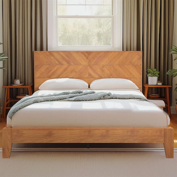 GALANO Weiss Clara Amber Walnut Brown Queen Platform Bed with Headboard