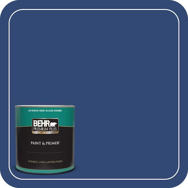 BEHR PREMIUM PLUS 1 qt. #S-H-580 Navy Blue Semi-Gloss Enamel Exterior Paint & Primer