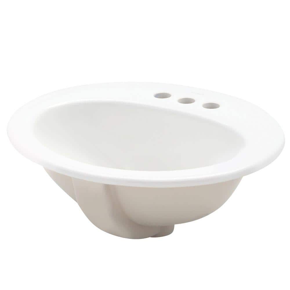White Ceramic Oval Drop-In Bathroom Sink with Overflow