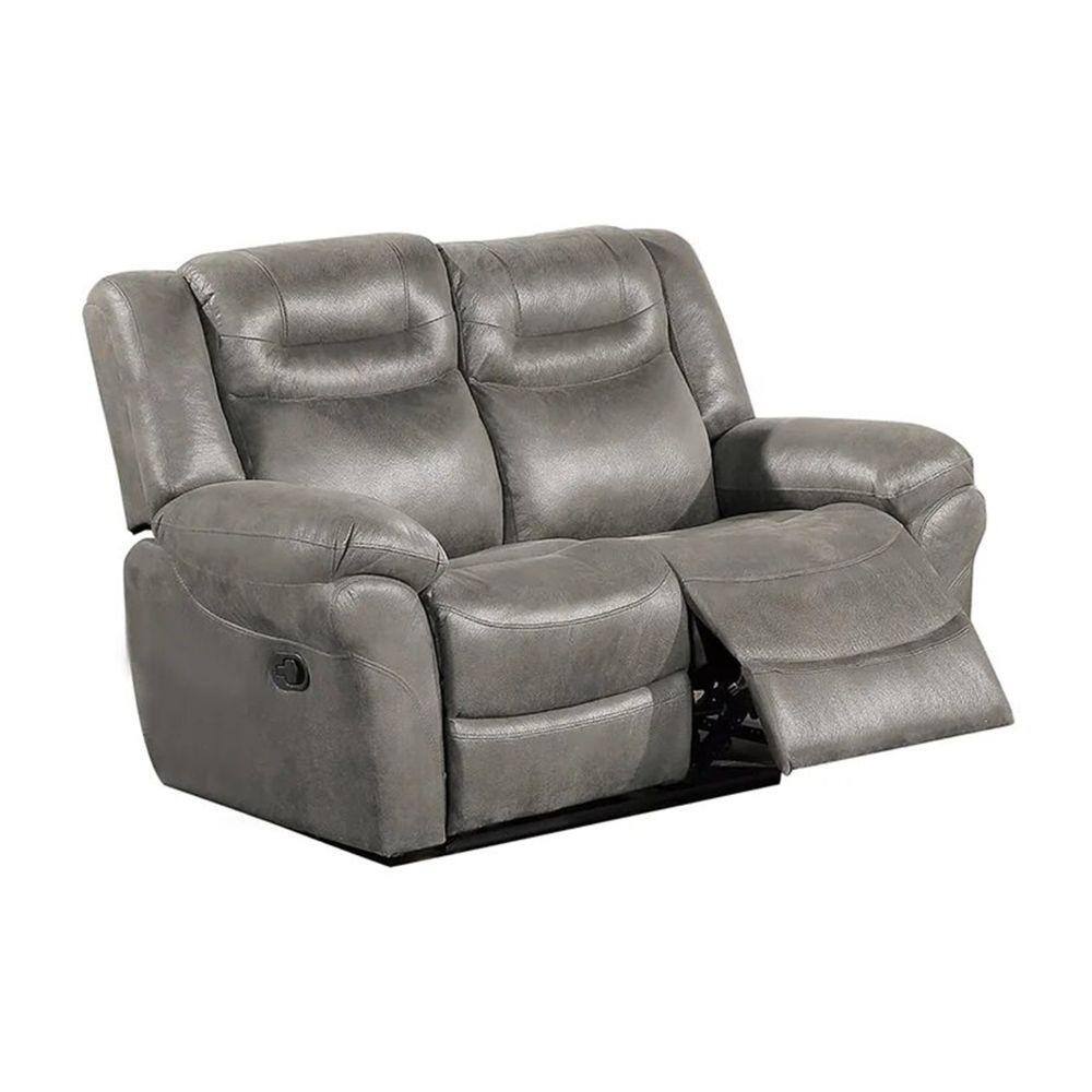 Benjara Gray Fabric Glider Recliner Loveseat with Lift Top Armrest and Cup Holders BM299104