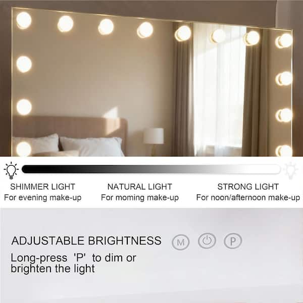 31.5 in x 22.8 in Vanity with Integrated Light, Dimmable Bedroom Cosmetic Makeup Mirror with USB Charge Port