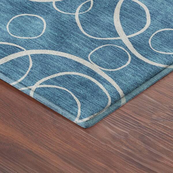 Mayfield Premium Machine Washable Abstract AMF2407 Teal 10 ft. x 14 ft. Area Rug