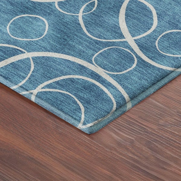 Mayfield Premium Machine Washable Abstract AMF2407 Teal 5 ft. x 7 ft. 6 in. Area Rug