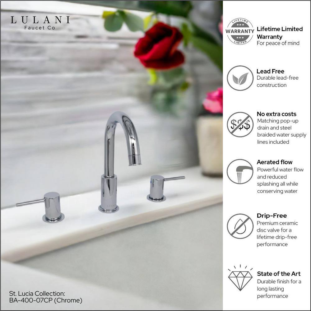 St. Lucia Chrome 2-Handle Widespread Bathroom Faucet