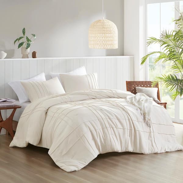 Porter 3-Piece Neutral Solid Microfiber Full Comforter Set