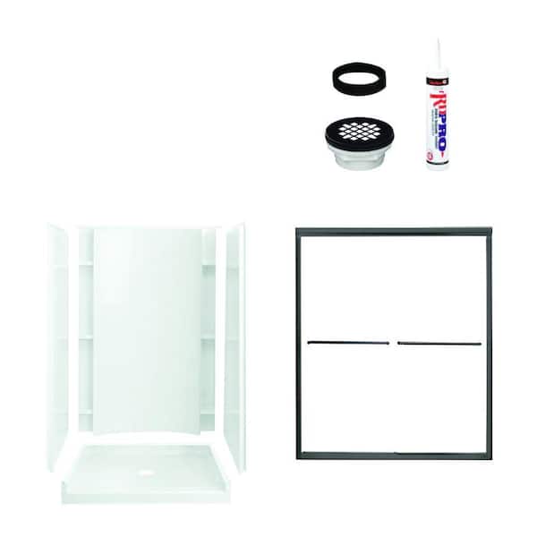 STERLING Accord 36 in. x 48 in. x 77 in. Shower Kit with Shower Door in White/Oil Rubbed Bronze-DISCONTINUED