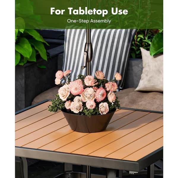 cheap vase to go around patio umbrella Jingmore 2 Sets 4 Pcs Planter for Table with Hole Wrap Resin Patio Umbrella Planter Half Circle Flower Pot for Garden Home Plants Outdoor(Blue) : Patio, Lawn Umbrella Base Plant Cabana  All the