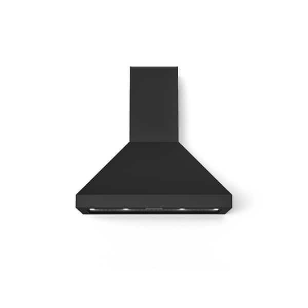 Hallman 36 in. 560 CFM Wall Mount Canopy Vent Hood with Lights in Matte Graphite