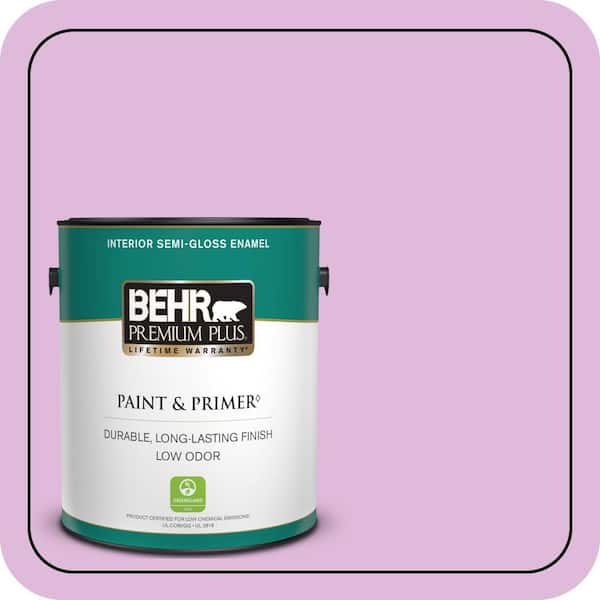 BEHR PREMIUM PLUS 1 gal. #670A-3 Posies Semi-Gloss Enamel Low Odor Interior Paint & Primer