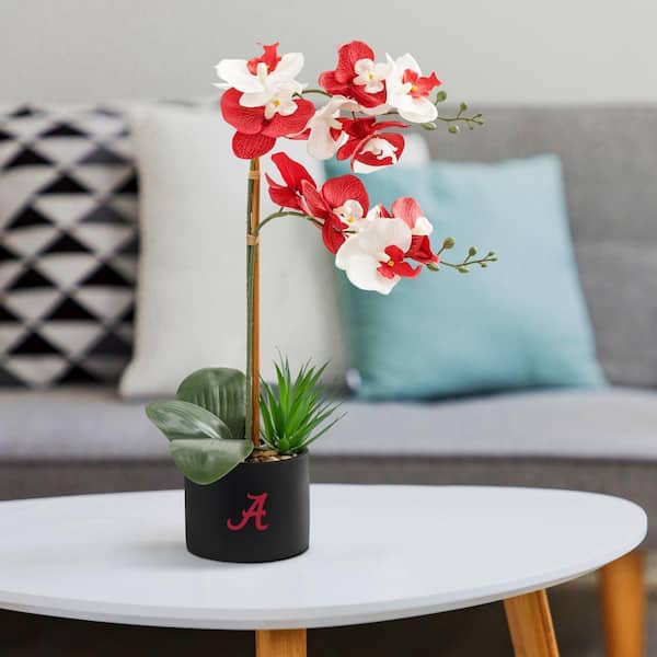 FOREVER LEAF 20 in. Alabama Crimson Tide Artificial Orchid Plant