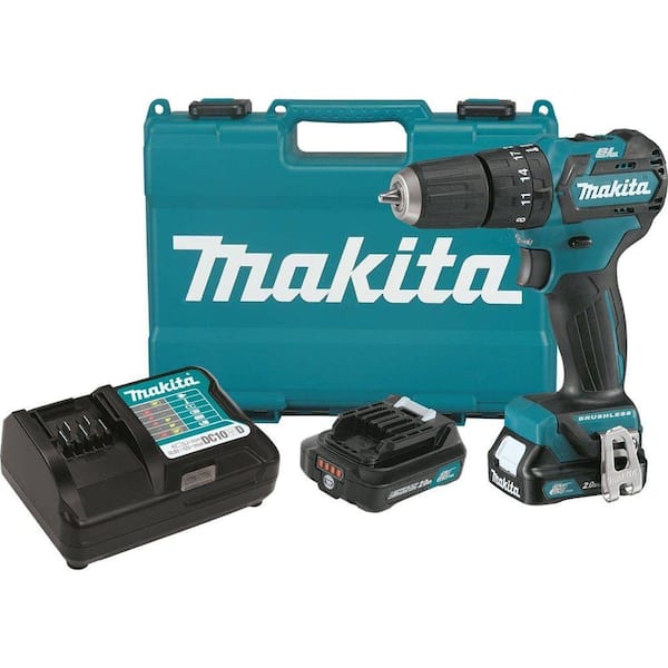 Makita 12V max CXT Lithium-Ion 3/8 in. Brushless Cordless Hammer Driver-Drill Kit w/ (2) Batteries(2Ah), Charger, Hard Case