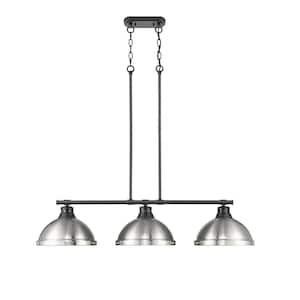 Duncan 300-Watt 3-Light Matte Black Pendant Light with Steel Shade