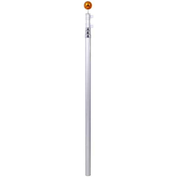 16 ft. Silver Sectional Flagpole Kit, Heavy Duty Aluminum Outdoor in Ground Flagpole with Flag