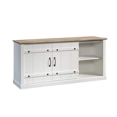 62.441 in. Soft White Entertainment Center with Sliding Doors Fits TV's up to 70 in.