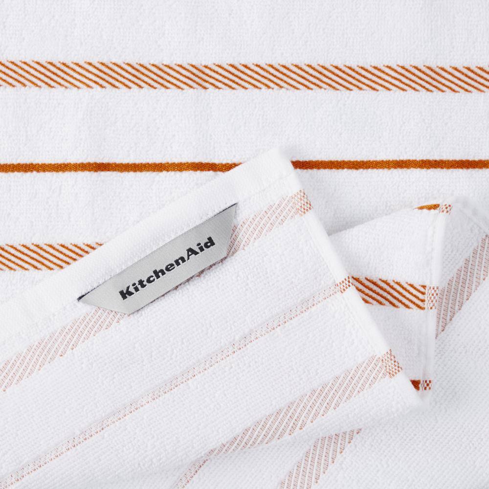 Honey Orange and White Cotton Kitchen Towel Set of Four