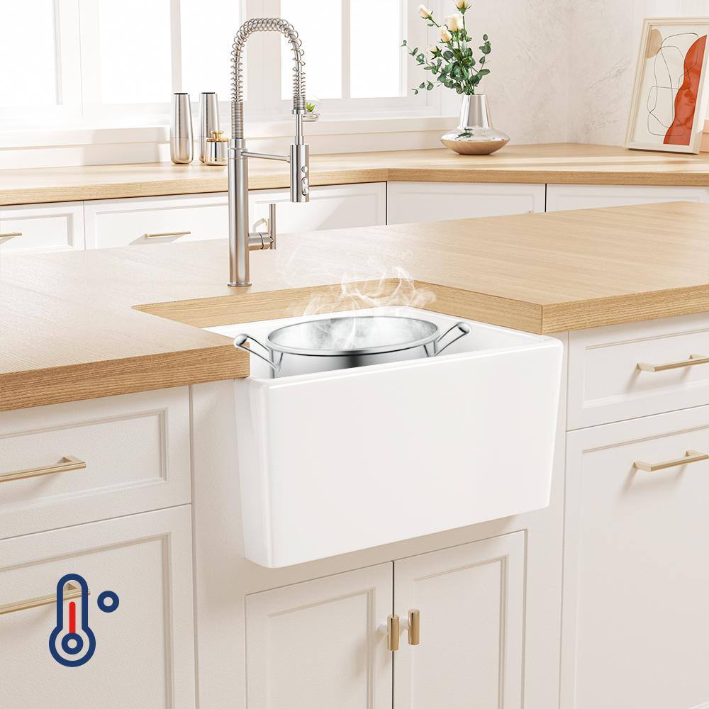 Crisp White Ceramic Farmhouse Apron-Front Kitchen Sink