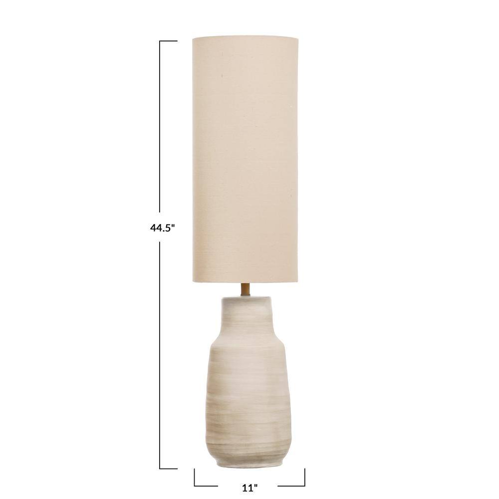 Gray Ceramic Bottle-Shaped Floor Lamp with Linen Tube Shade