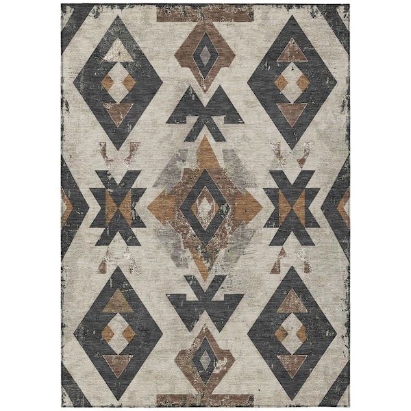 Chantille Machine Washable Indoor/Outdoor Abstract ACN1882 Beige 8 ft. x 10 ft. Accent Rug