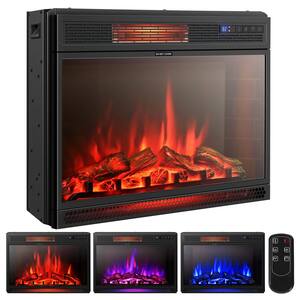 29 in. Freestanding and Recessed Direct Vent Electric Fireplace Insert Black