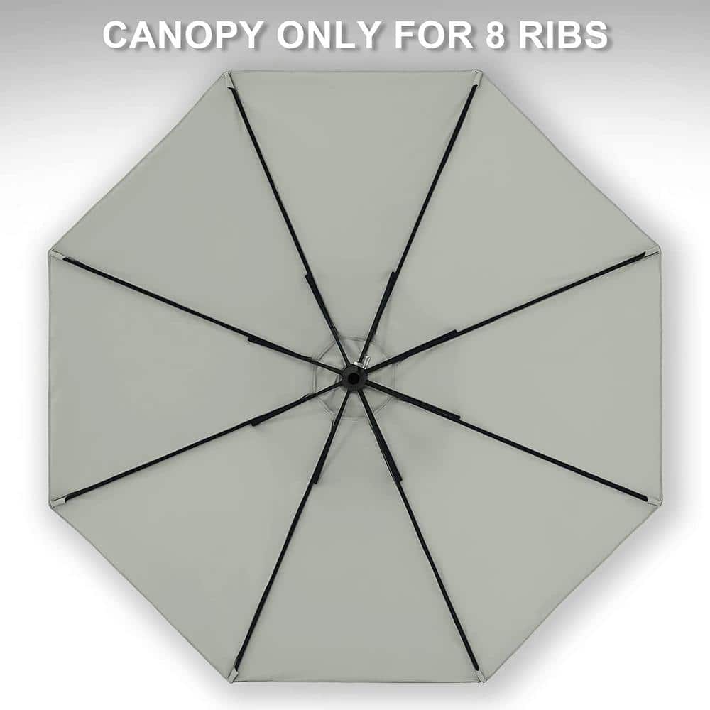 Gray 9FT UV-Resistant Polyester Patio Umbrella Canopy
