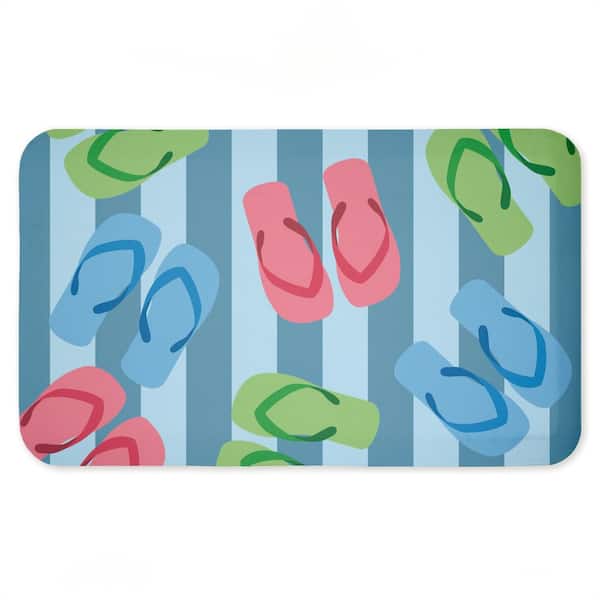 Summertime Sandals on Stripes Printed Anti-Fatigue Floor Mat, design by Lil' Rue