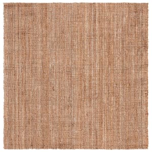 Natural Fiber Beige 3 ft. x 3 ft. Woven Cross Stitch Square Area Rug