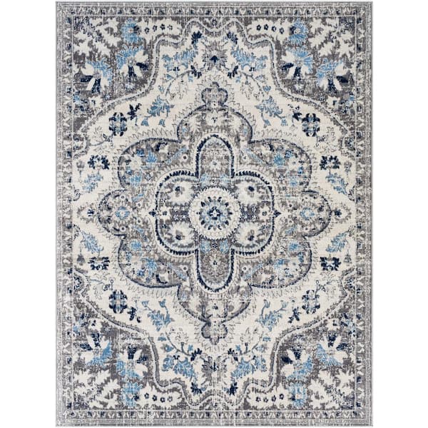 Livabliss Salvador Navy/Medium Gray 7 ft. 10 in. x 10 ft. Area Rug
