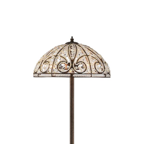 Warehouse of Tiffany Pronima 9 in. 2-Light Bronze Indoor Standard Floor Lamp with Light Kit