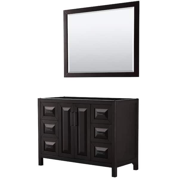 Wyndham Collection Daria 47 in. W x 21.5 in. D x 35 in. H Single Bath Vanity Cabinet without Top in Dark Espresso with 46 in. Mirror