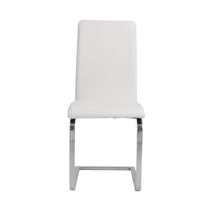 Amelia White Faux Leather Cushioned Parsons Chair (Set of 2)