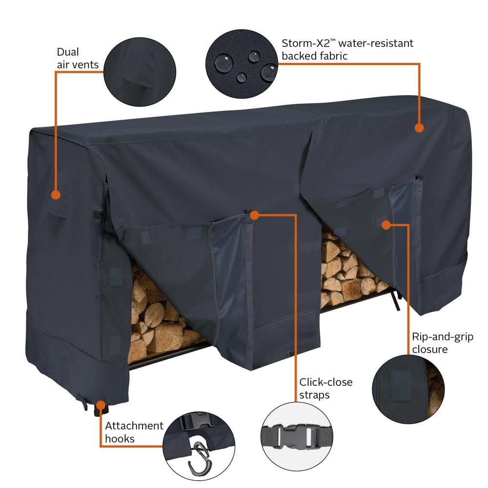 Classic Black 8-Foot Heavy-Duty Log Rack Cover