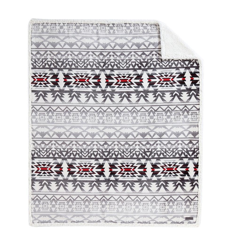 Clyde Hill Stripe Grey 50"x60" Reversible Plush Sherpa Throw