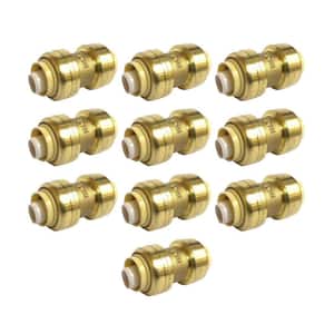 1/2 in. Brass Push Connect Plumbing Fitting Coupling (10-Pack)