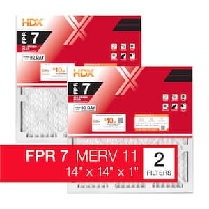 14 in. x 14 in. x 1 in. Allergen Plus Pleated Furnace Air Filter FPR 7, MERV 11 (2-Pack)