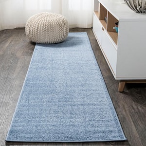 Haze Solid Low-Pile Classic Blue 2 ft. x 12 ft. Runner Rug