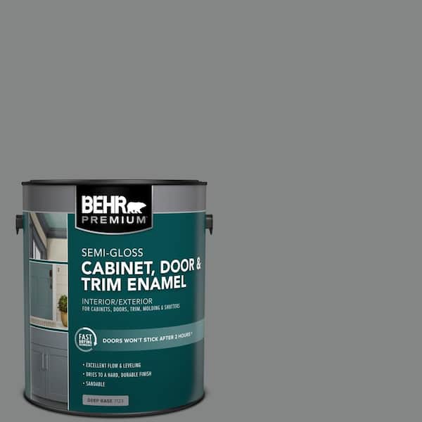 1 gal. #PFC-63 Slate Gray Semi-Gloss Enamel Interior/Exterior Cabinet, Door & Trim Paint
